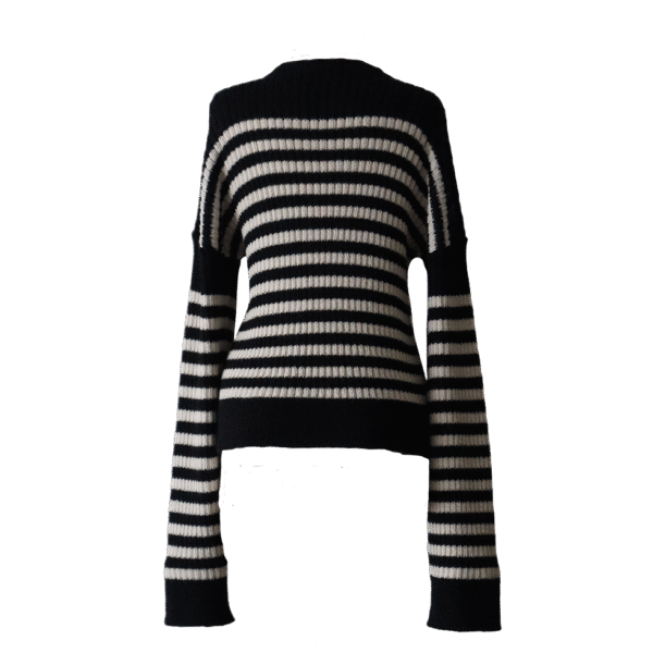 Women's sweater striped, 2 color design with crew neck. made in Peru by PFL knitwear