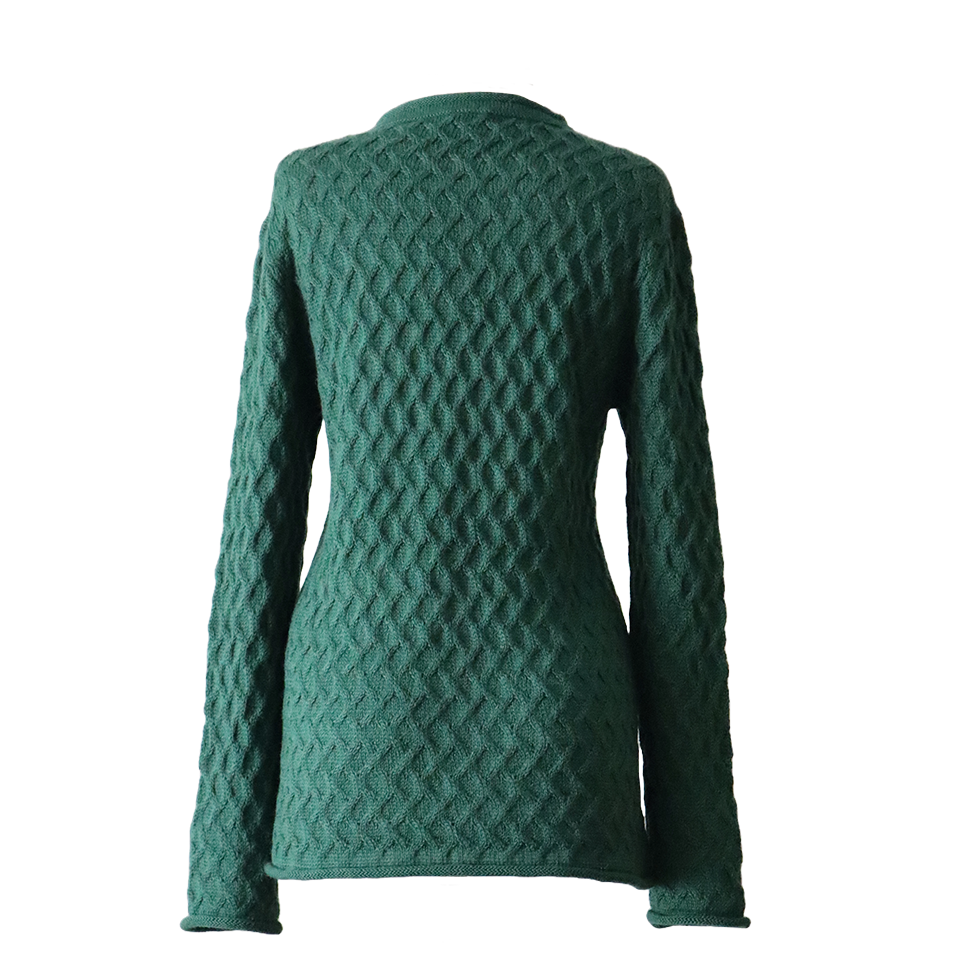 Women's sweater with all over cable pattern and roll edges. Made in Peru by PFL knitwear Women's sweater with all over cable pattern and roll edges. Made in Peru by PFL knitwear