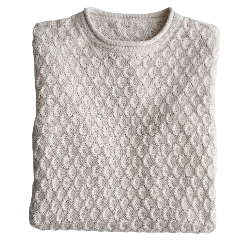 Women's sweater with all over cable pattern and roll edges. Made in Peru by PFL knitwear Women's sweater with all over cable pattern and roll edges. Made in Peru by PFL knitwear