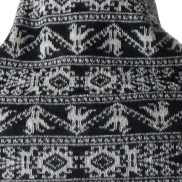 Poncho baby alpaca 100% with big cowl ethnic pattern collar. Made in Peru by PFL knitwear