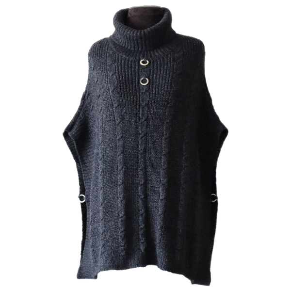 Poncho with a classic cable pattern baby alpaca or alpaca blend. Made in Peru by PFL Knitwear