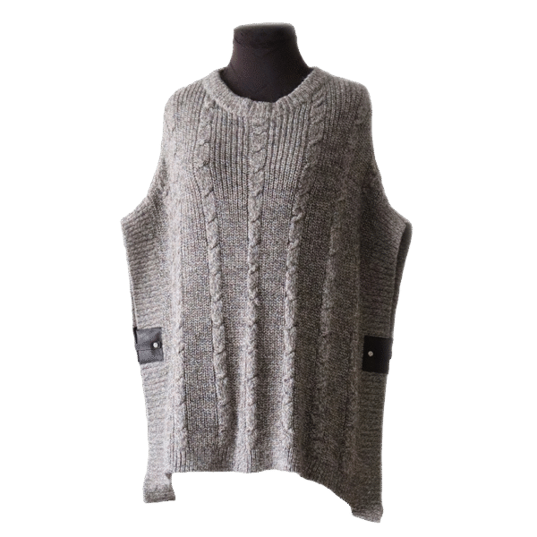 Poncho with a classic cable pattern baby alpaca or alpaca blend. Made in Peru by PFL Knitwear