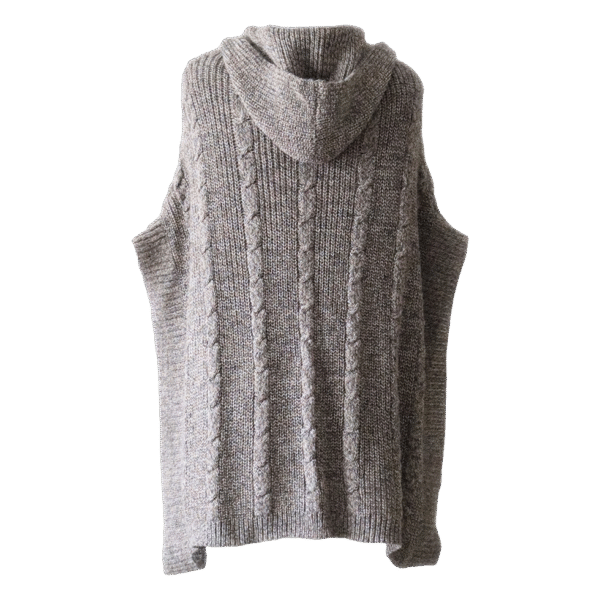 Poncho with a classic cable pattern baby alpaca or alpaca blend. Made in Peru by PFL Knitwear