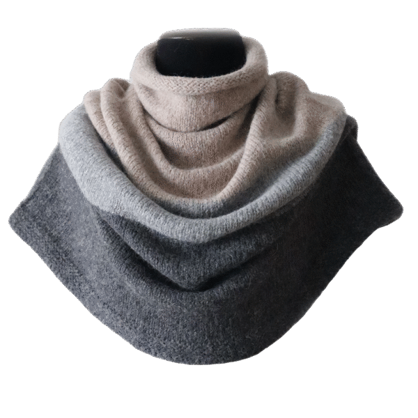 Poncho / collar scarf felted alpaca blend solid, 2 or 3 color version. Made in Peru by PFL knitwear