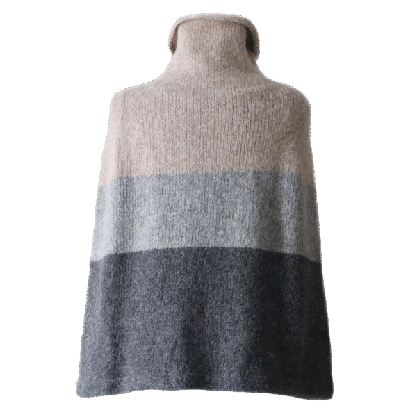 Poncho / collar scarf felted alpaca blend solid, 2 or 3 color version. Made in Peru by PFL knitwear