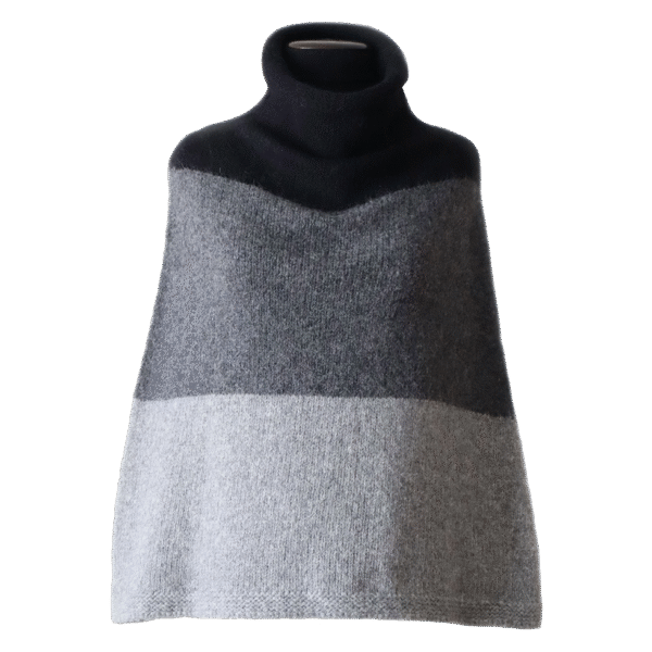 Poncho / collar scarf felted alpaca blend solid, 2 or 3 color version. Made in Peru by PFL knitwear