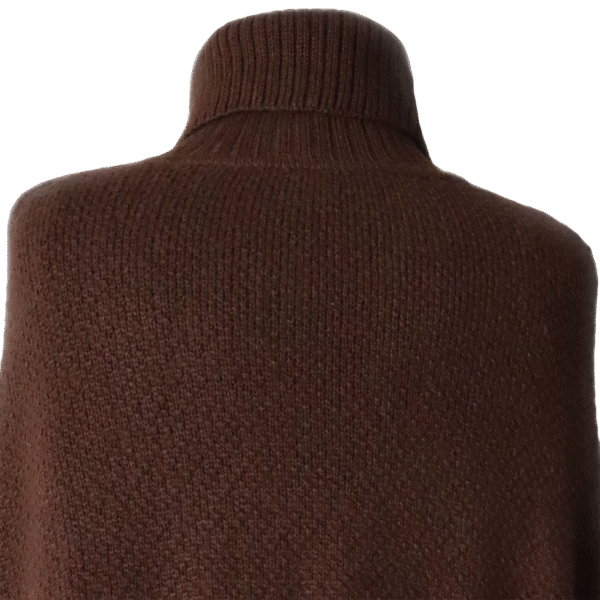 Poncho alpaca with armholes and ethnic pattern, high collar. made in Peru by PFL knitwear