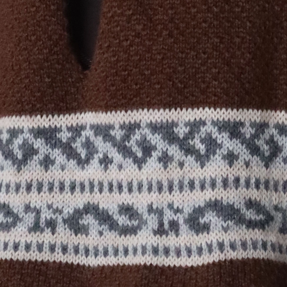 Poncho alpaca with armholes and ethnic pattern, high collar. made in Peru by PFL knitwear Poncho alpaca with armholes and ethnic pattern, high collar. made in Peru by PFL knitwear