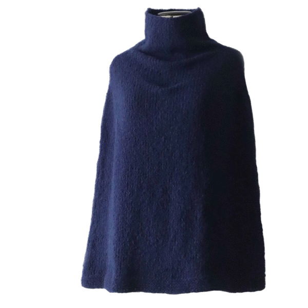 Poncho cape, collar scarf brushed alpaca blend, solid, 2 or 3 color version. Made in Peru by PFL knitwear