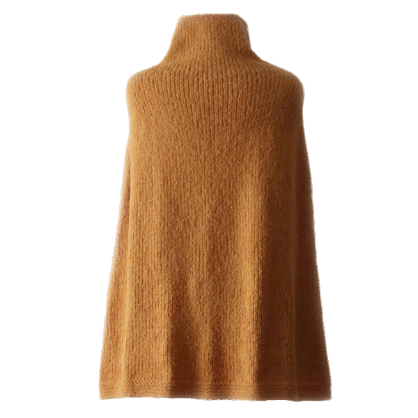 Poncho cape, collar scarf brushed alpaca blend, solid, 2 or 3 color version. Made in Peru by PFL knitwear