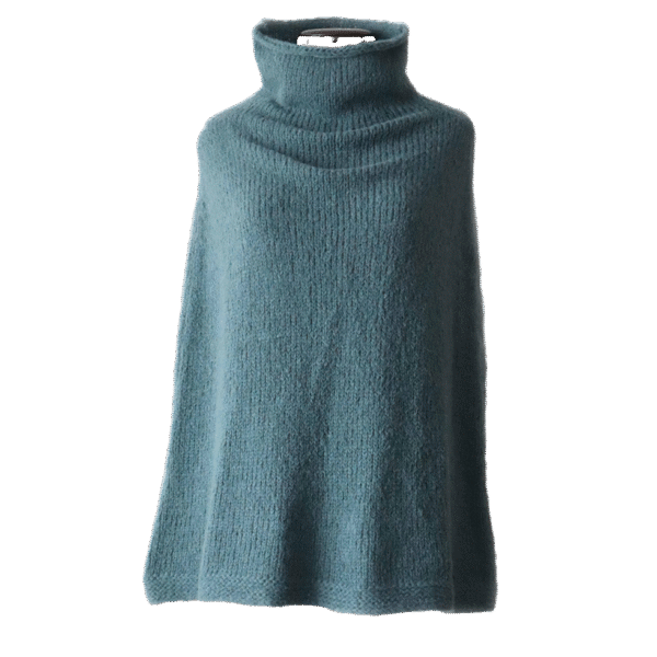 Poncho cape, collar scarf brushed alpaca blend, solid, 2 or 3 color version. Made in Peru by PFL knitwear