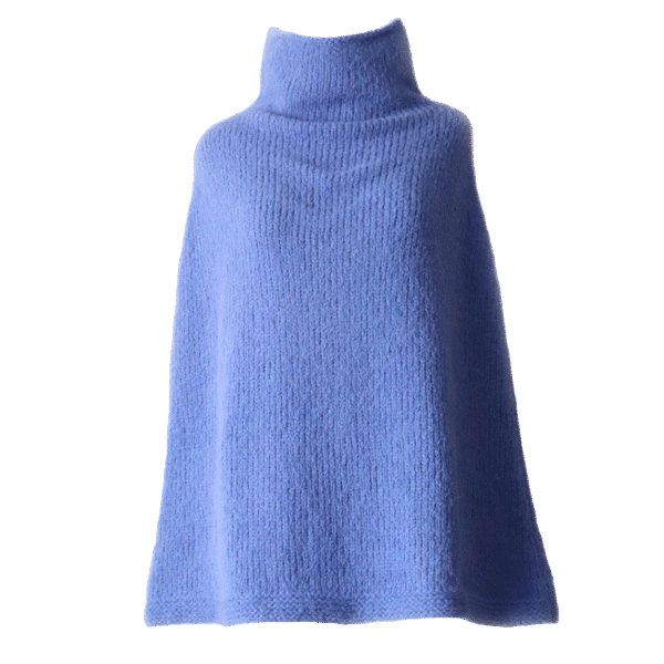 Poncho cape, collar scarf brushed alpaca blend, solid, 2 or 3 color version. Made in Peru by PFL knitwear
