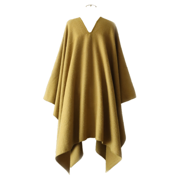 Poncho classic knitted model, felted solid color with V-neck. Made in Peru by PFL knitwear