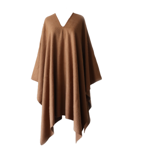 Poncho classic knitted model, felted solid color with V-neck. Made in Peru by PFL knitwear