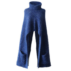 Poncho - Cape with turtleneck collar, pockets baby alpaca. Made in Peru by PFL knitwear