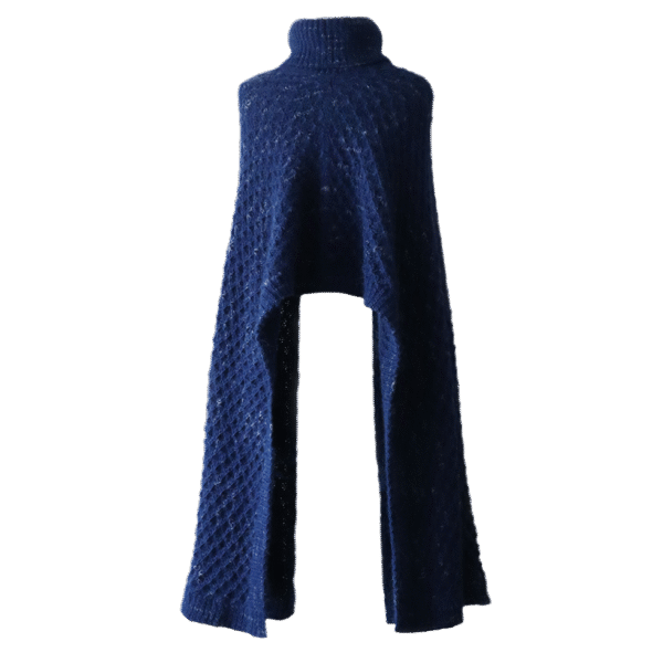 Poncho - Cape with turtleneck collar, pockets baby alpaca. Made in Peru by PFL knitwear