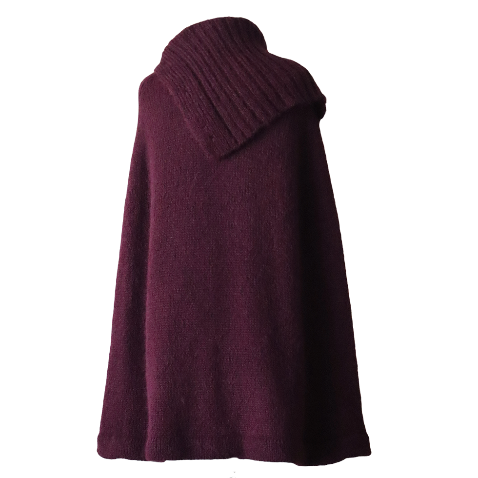 Poncho - Cape with rib knitted cowl collar and arm holes. Made in Peru by PFL knitwear Poncho - Cape with rib knitted cowl collar and arm holes. Made in Peru by PFL knitwear