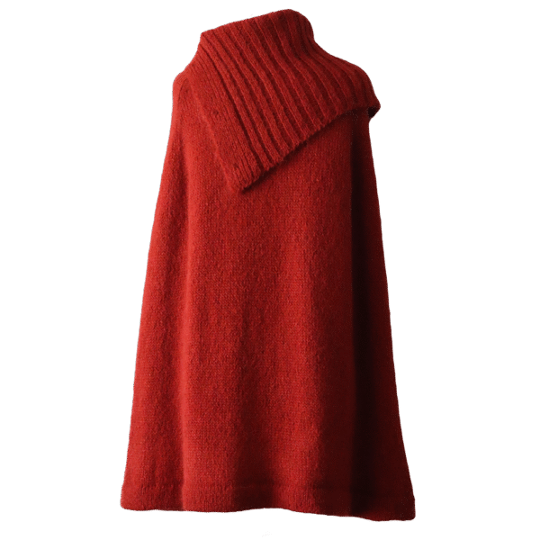 Poncho - Cape with rib knitted cowl collar and arm holes. Made in Peru by PFL knitwear