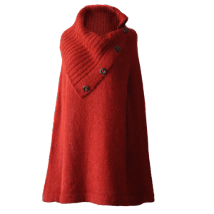 Poncho - Cape with rib knitted cowl collar and arm holes. Made in Peru by PFL knitwear
