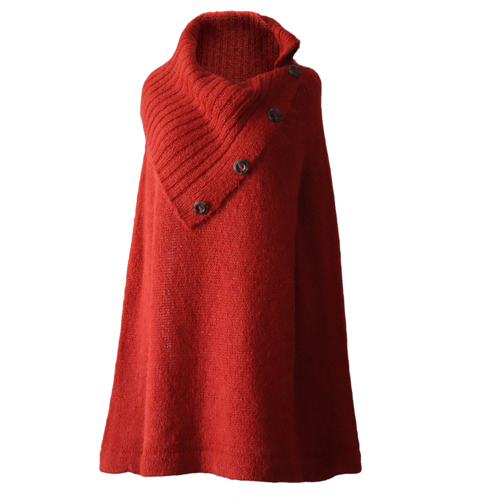 Poncho - Cape with rib knitted cowl collar and arm holes. Made in Peru by PFL knitwear Poncho - Cape with rib knitted cowl collar and arm holes. Made in Peru by PFL knitwear