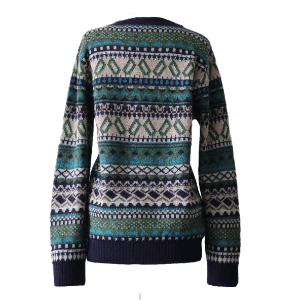 Women's alpaca sweater jacquard knitted with classic Norwegian pattern. Made in Peru by PFL knitwear