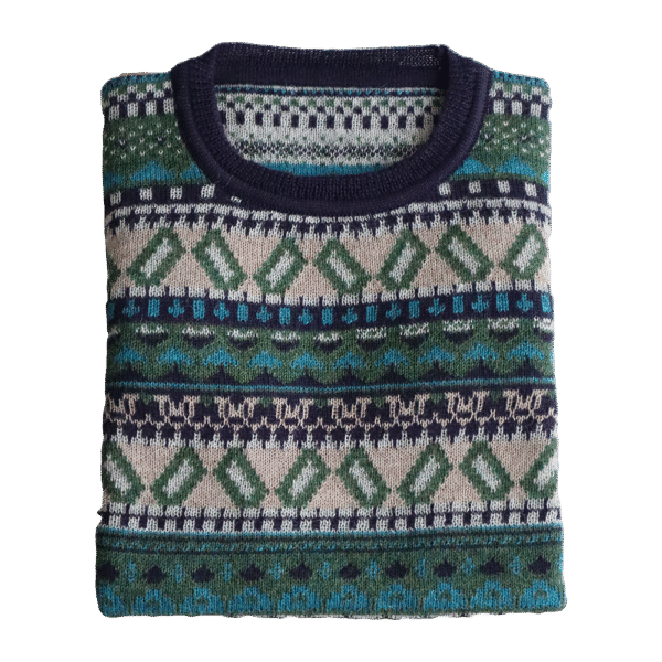 Women's alpaca sweater jacquard knitted with classic Norwegian pattern. Made in Peru by PFL knitwear
