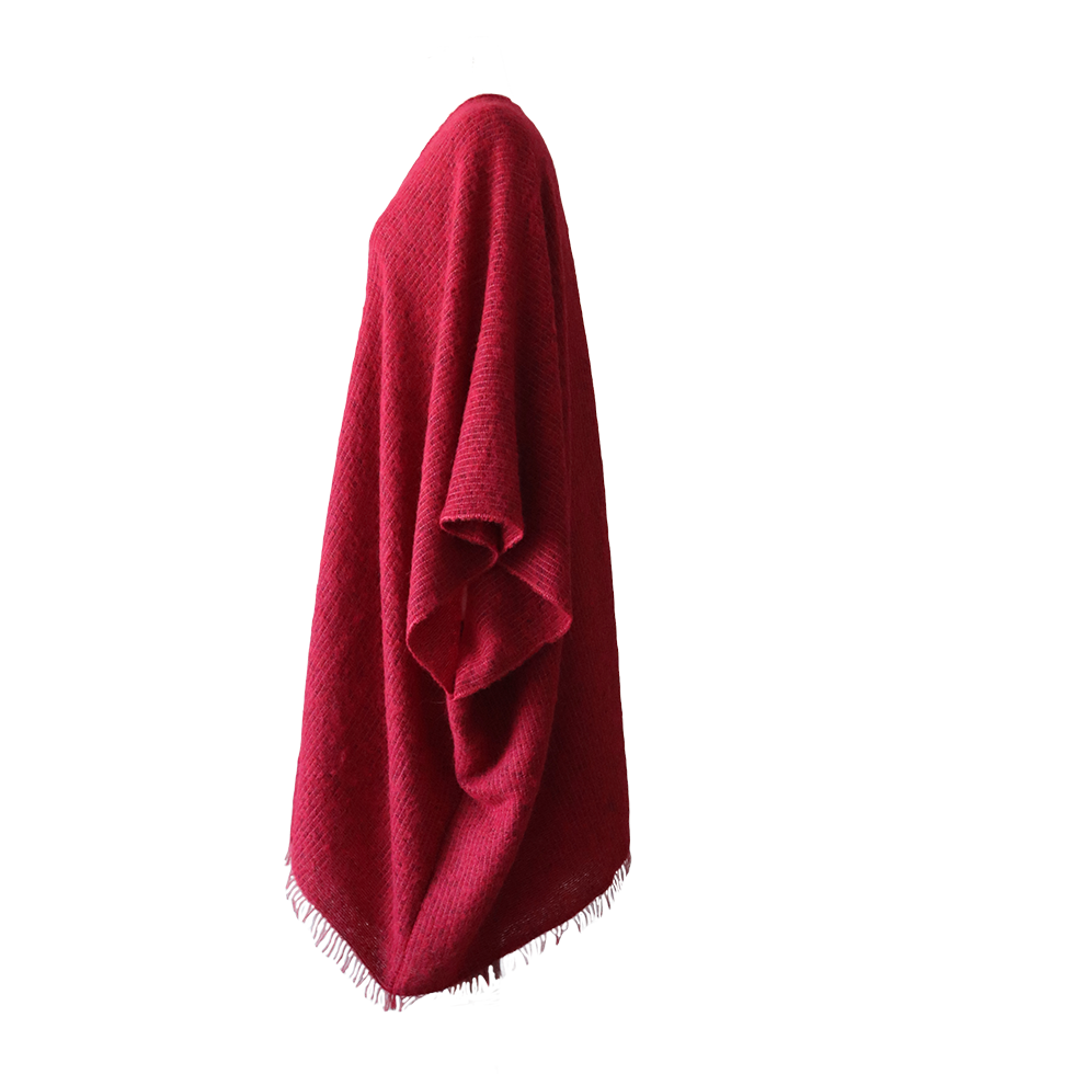 Wrap Ruana classic woven model, alpaca blend brushed with fringes. Made in Peru by PFL knitwear