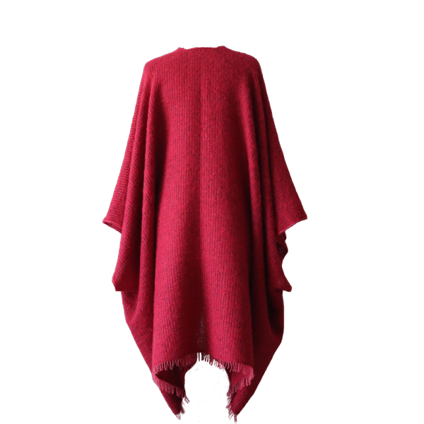 Wrap Ruana classic woven model, alpaca blend brushed with fringes. Made in Peru by PFL knitwear