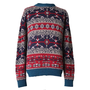 Men's alpaca cardigan with classic Norwegian pattern, jacquard knitted. Made in Peru by PFL Knitwear
