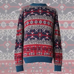Men's alpaca cardigan with classic Norwegian pattern, jacquard knitted. Made in Peru by PFL Knitwear