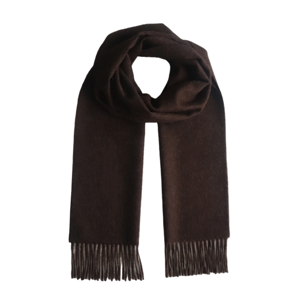 Unisex royal alpaca scarf, solid color blue with fringes. Made in Peru by PFL knitwear