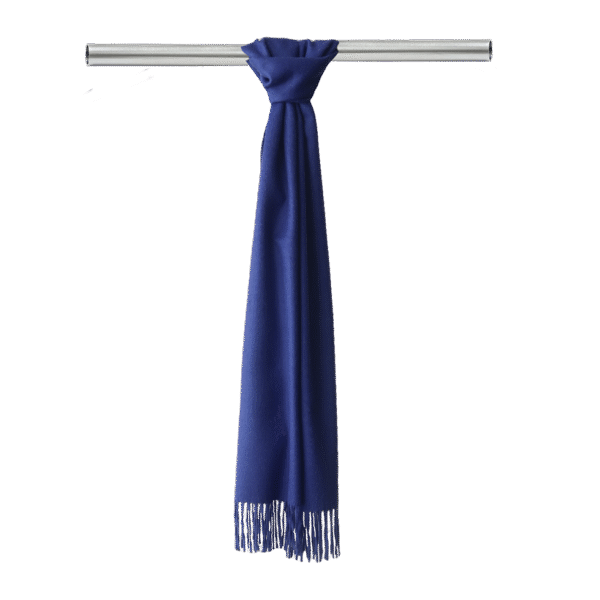 Unisex royal alpaca scarf, solid color blue with fringes. Made in Peru by PFL knitwear