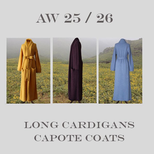 Luxury long Alpaca cardigans-coats for Women | the AW 25/26 collection. Made in Peru by PFL knitwear