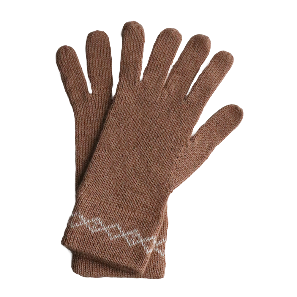 Unisex fingered alpaca winter gloves, with subtile pattern in the rib cuff. Made in Peru by PFL knitwear.
