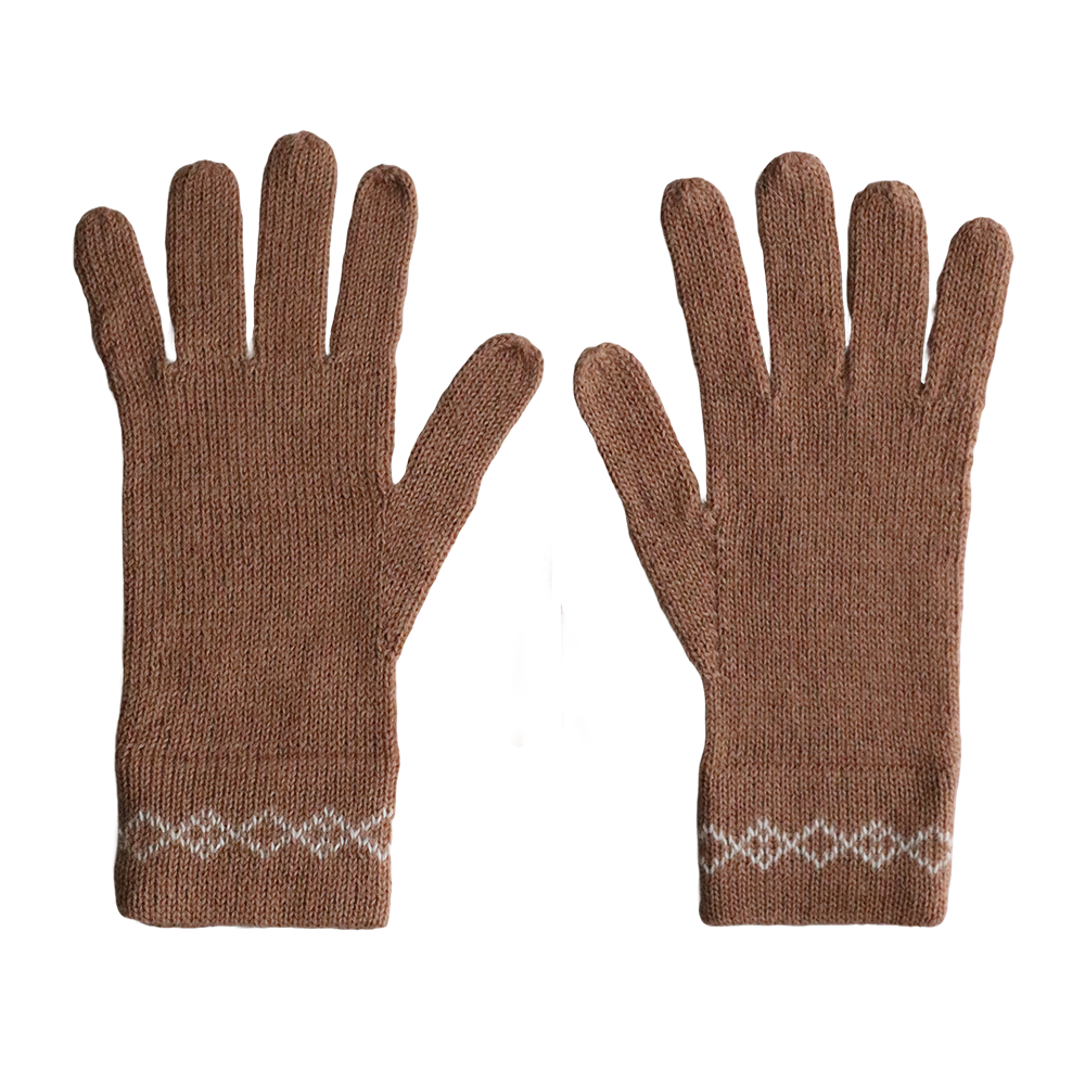 Unisex fingered alpaca winter gloves, with subtile pattern in the rib cuff.