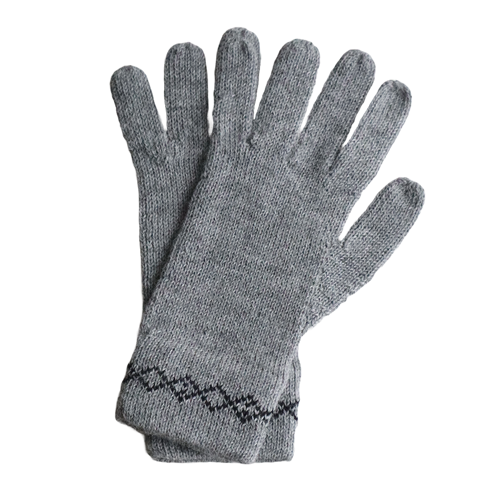 Unisex fingered alpaca winter gloves, with subtile pattern in the rib cuff.