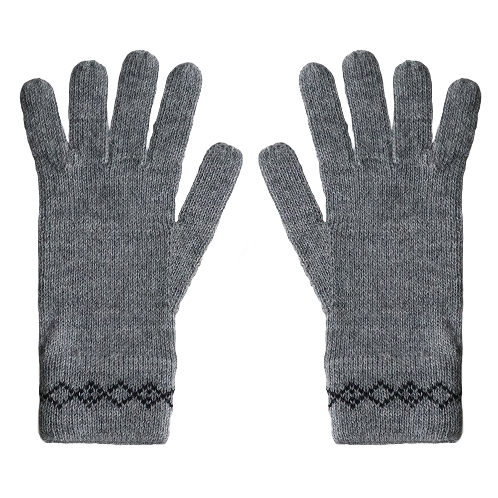 Unisex fingered alpaca winter gloves, with subtile pattern in the rib cuff.