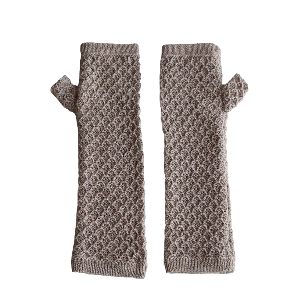 Fingerless gloves - wrist warmers with honeycomb pattern, 100% baby alpaca. Made in Peru by PFL knitwear.
