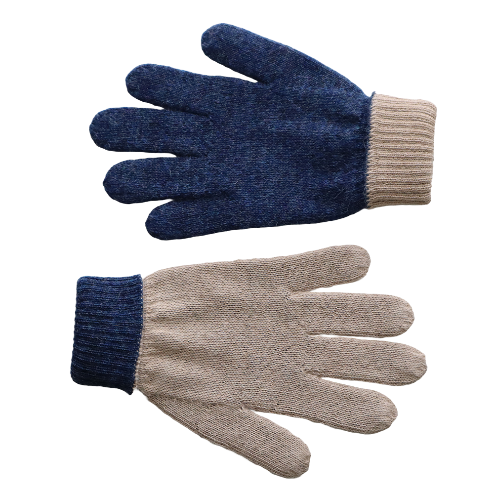 Unisex reversible alpaca gloves, double knitted extra winter warm. made in Peru by PFL knitwear