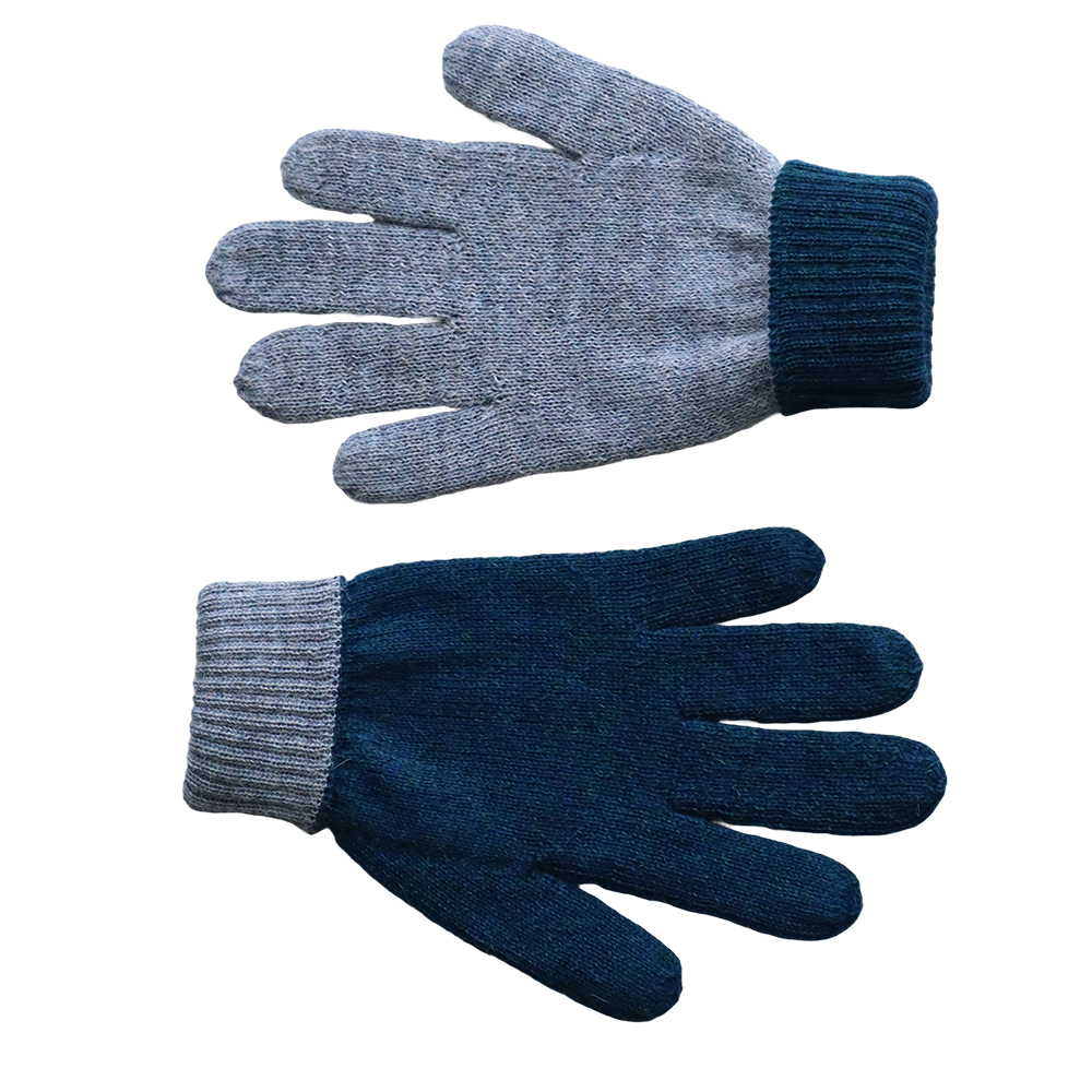 Unisex reversible alpaca gloves, double knitted extra winter warm. made in Peru by PFL knitwear