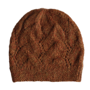 Women's alpaca beanie hand knitted with cable pattern, sustainable, fair trade. Made in Peru by PFL knitwear