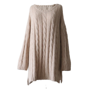 Oversized sweater with all over cable pattern, Suri alpaca. made in Peru by PFL knitwear