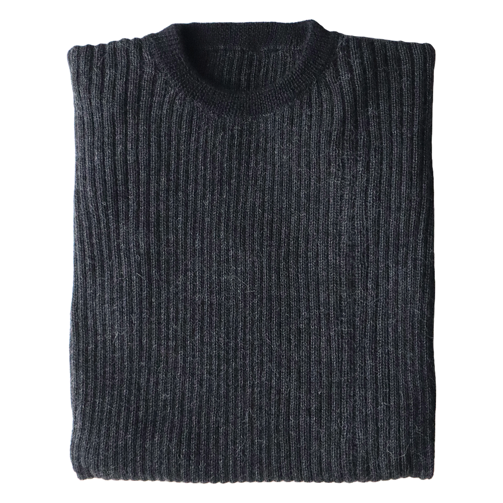 Men baby alpaca sweater rib knitted with crew neck. Made in Peru by PFL knitwear