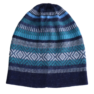 Baby alpaca beanie jacquard knitted with all over pattern. Made in Peru by PFL knitwear