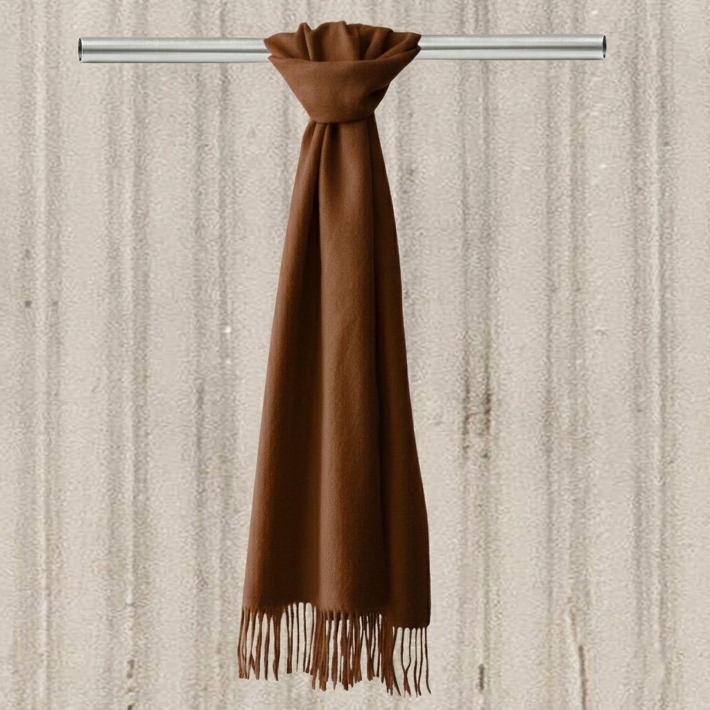 Unisex baby alpaca scarf, solid color brushed finish with fringes. Made in Peru