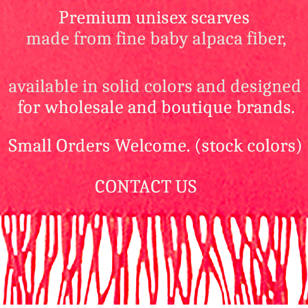 Unisex Baby Alpaca Scarves in Solid Colors with Elegant Fringes made in Peru