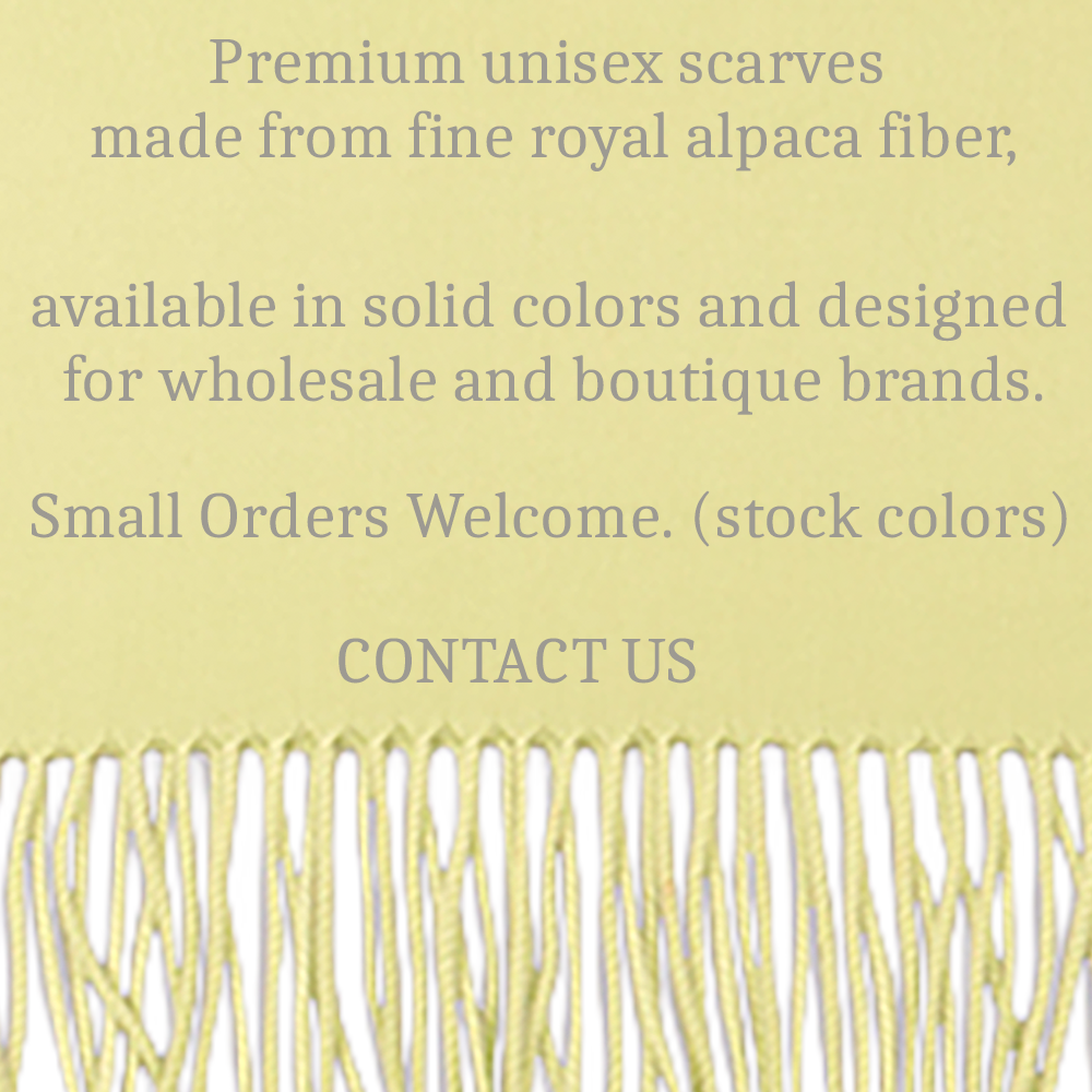 Luxury Unisex Royal Alpaca Scarves in Solid Colors with Elegant Fringes made in Peru