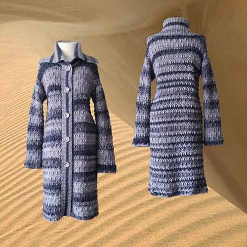 Women's cardigan baby alpaca 100%, chunky hand knitted, high collar cardigan, button closure