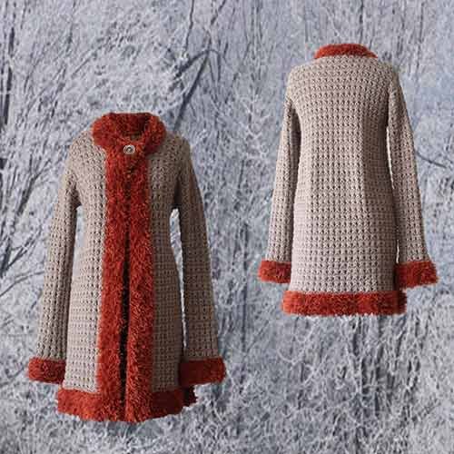 Cardigan baby alpaca with contrasting edges, one button closure color taupe / orange