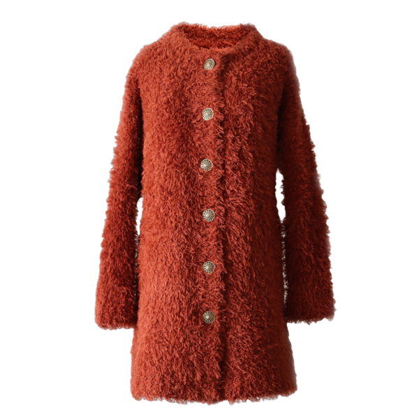 PFL Knitwear Women's cardigan coat, knitted in cozy fur alpaca blend, with button closure, length 33 inch / 82 cm